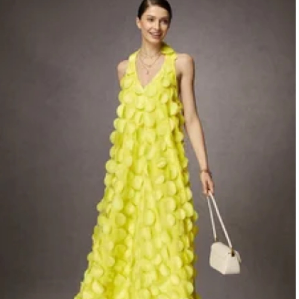 Elegant Yellow Halter Dress